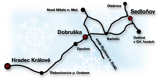 Mapka jek se dostat do Sedloňova